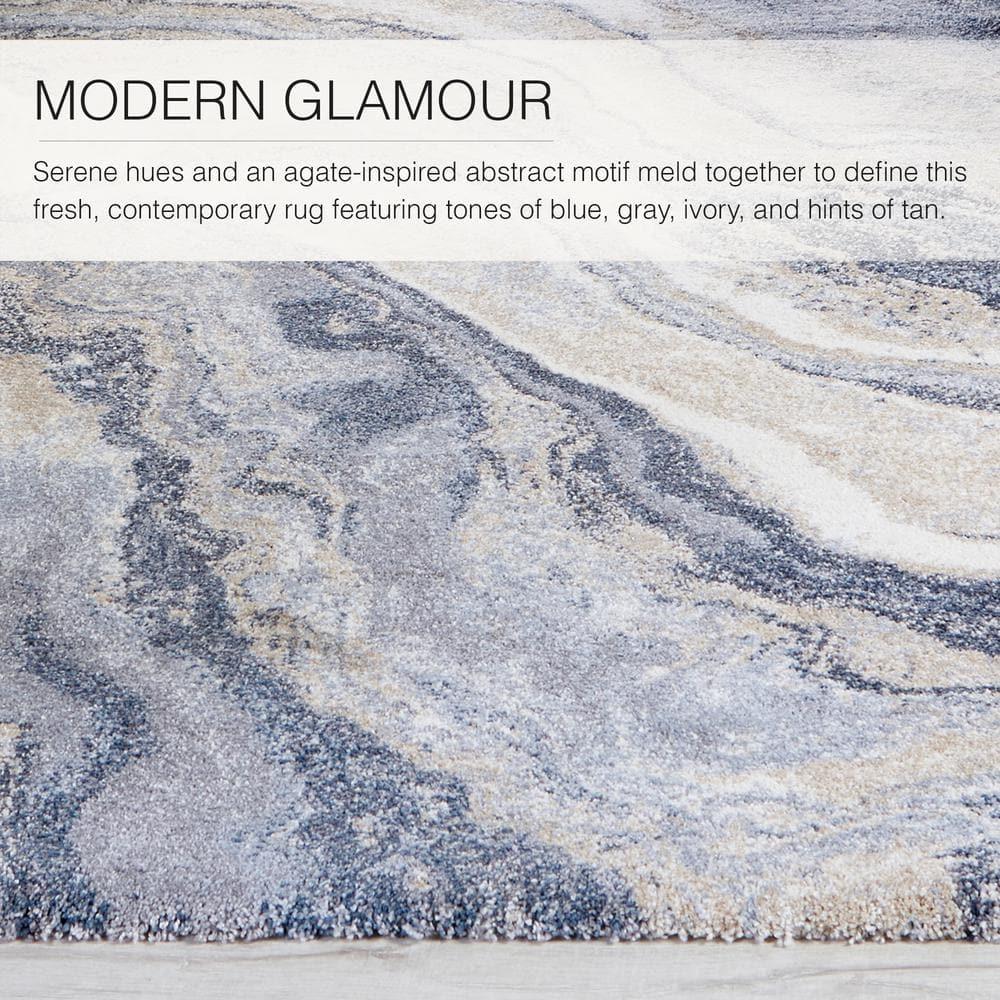 3'x10' Vibe by Orion Abstract Area Rug Blue/Light Gray - Jaipur Living: High Pile Runner, Vintage Style, Indoor Use