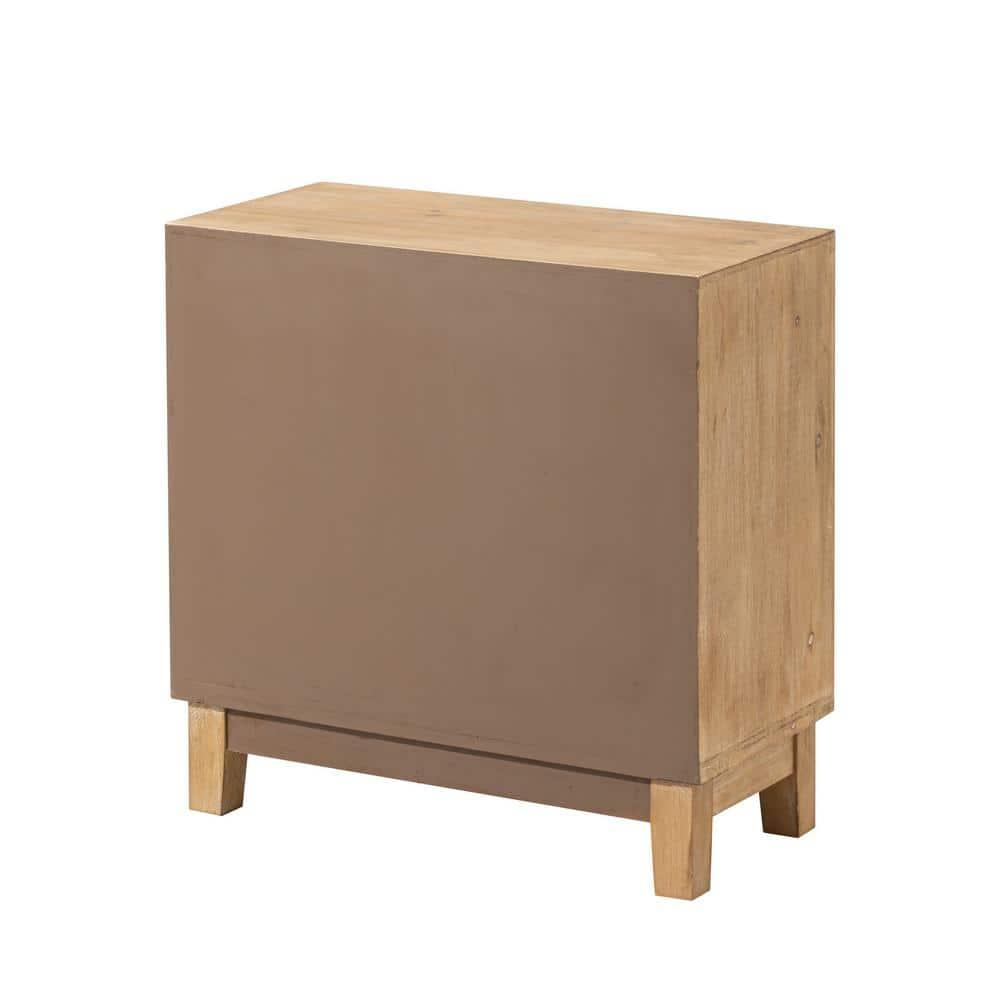 COZAYH 3-Drawer Farmhouse Dresser with Handicraft Wood Ring Motif, Fully Assembled Nightstand Wooden Finish for Boho, Mid-century, Rustic Style, Natural Wood