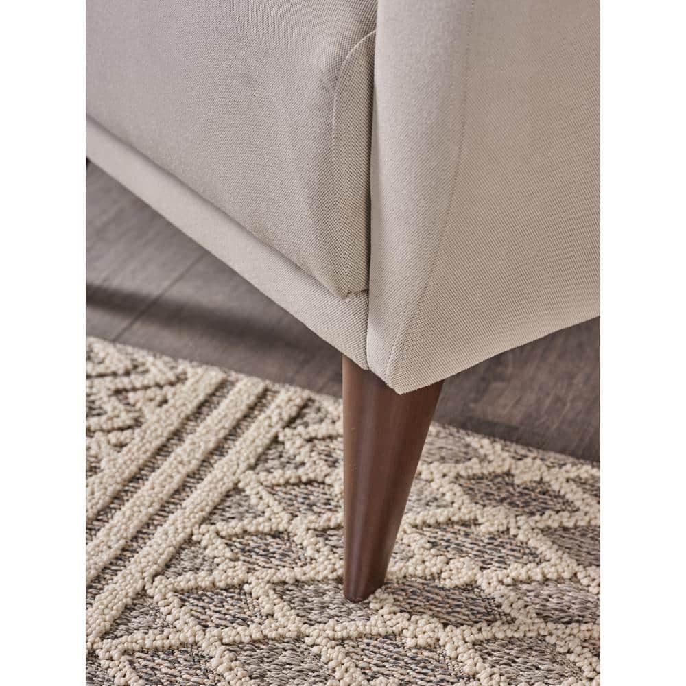 Lugano Mid-Century Modern Beige Accent Chair with Storage