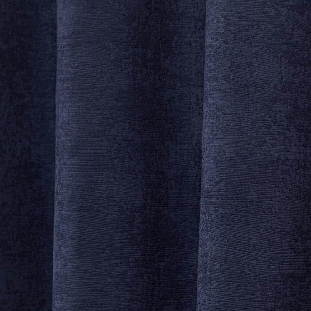 TOWN & COUNTRY EVERYDAY Lustre Solid Heavyweight Textured Sateen Indoor Curtains, Room Darkening Opacity, Grommet Top, Energy Efficient, 2-Pack Set, 52"x96", Navy