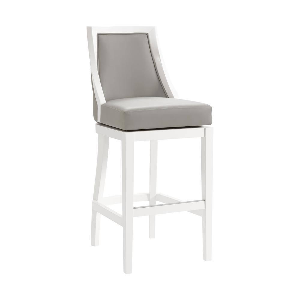 Alaterre Ellie 19" Wide Solid Rubber Wood Frame Linen Fabric Counter Height Swivel Stool With Back