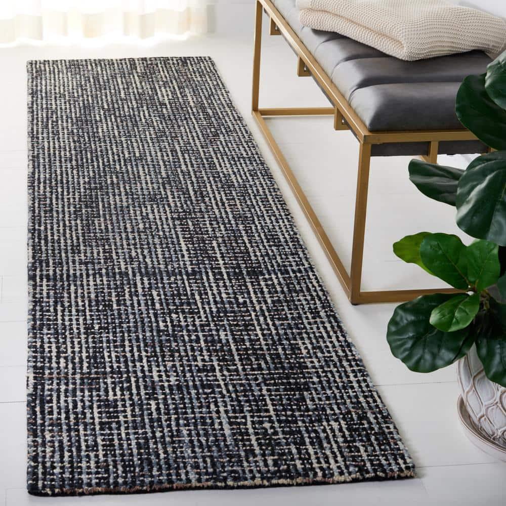 Abstract ABT468 Handmade Indoor Runner - Black/Grey - 2'-3"x8' - Safavieh
