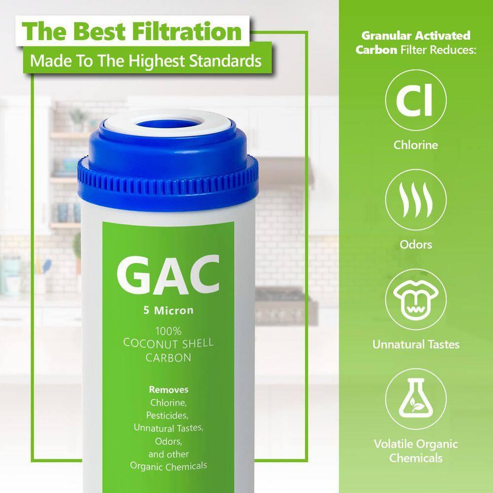 4 Pack Post Activated Carbon Water Filter Replacement - 5 Micron - Under Sink Reverse Osmosis System