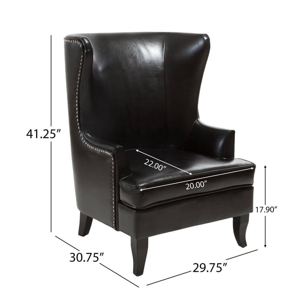 Christopher Knight Home Canterburry High Back Bonded Leather Wing Chair by  Club Chairs Black