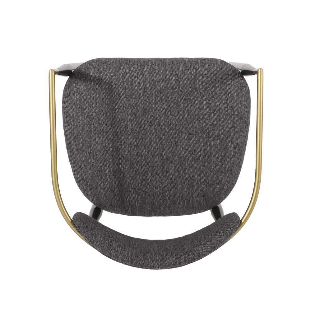 Noble House Boise Indoor Fabric and Metal 30 inch Barstools, Set of 2, Charcoal, Black, and Gold.
