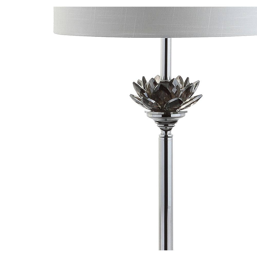 JONATHAN Y Amelia Lotus 59" Crystal/Metal LED Floor Lamp, Smoke Gray/Chrome