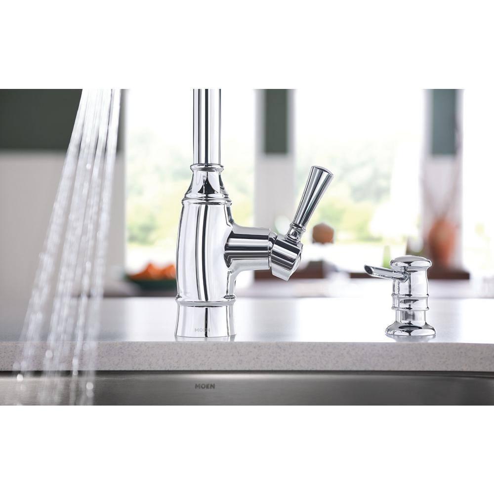 MOEN Noell Single-Handle Pull-Down Sprayer Kitchen Faucet with Reflex and Soap Dispenser in Chrome