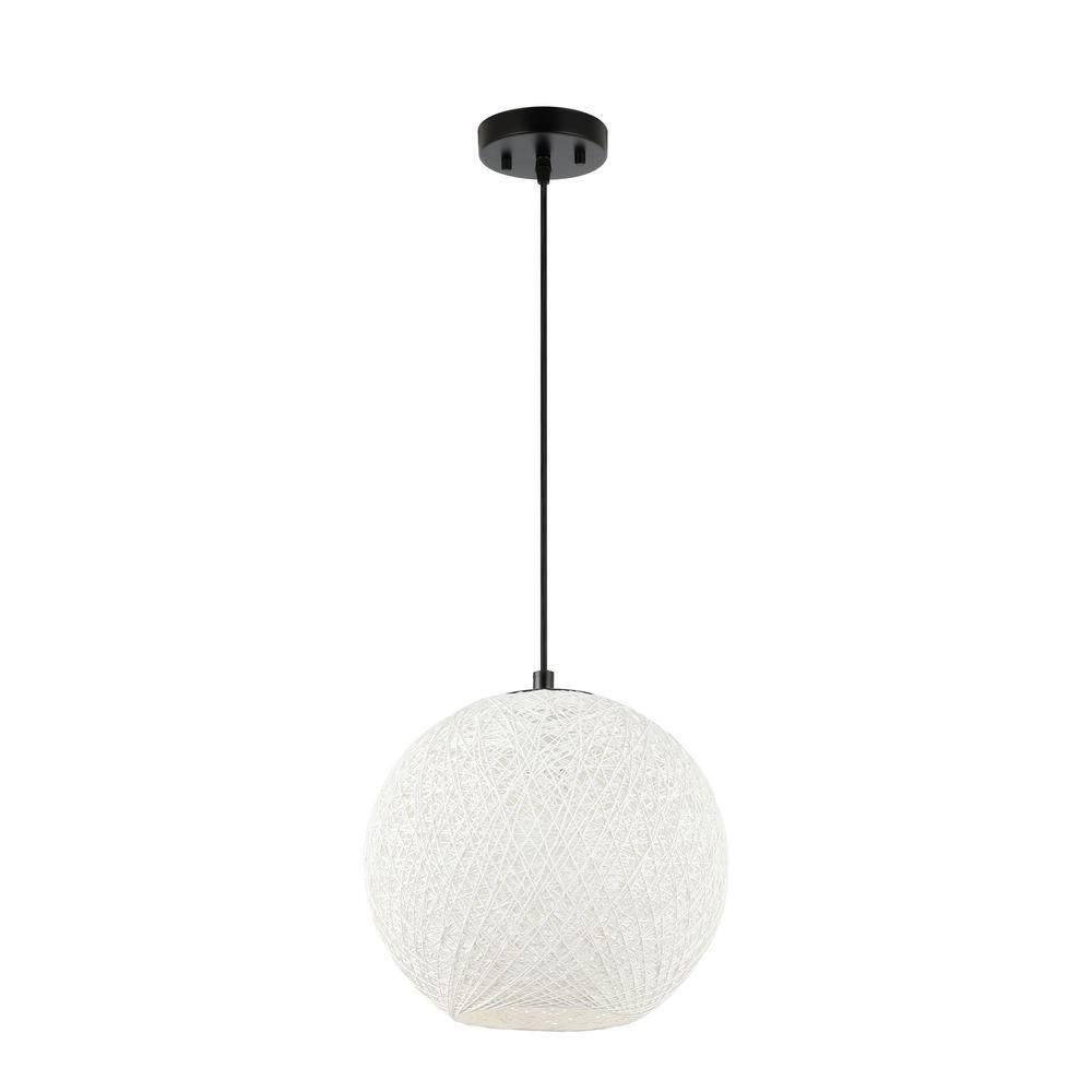 Isla Jade 12" Lacey Bohemian Minimalist Iron/Rope Woven Globe LED Pendant White/Black : 20x20 Inch Polyester, Machine Washable Cloth Napkins