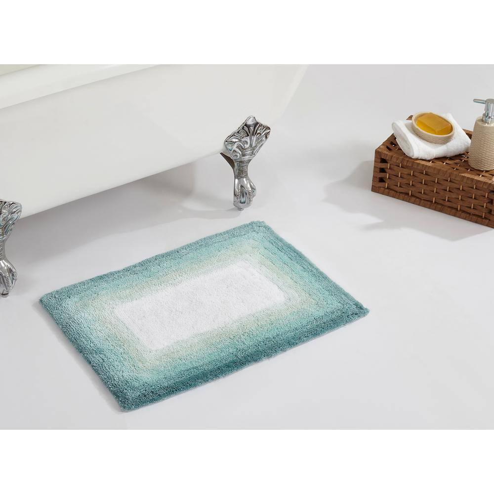 21"x34" Torrent Collection 100% Cotton Bath Rug Turquoise - Better Trends: Machine Washable, Tufted, Spray Latex Backing