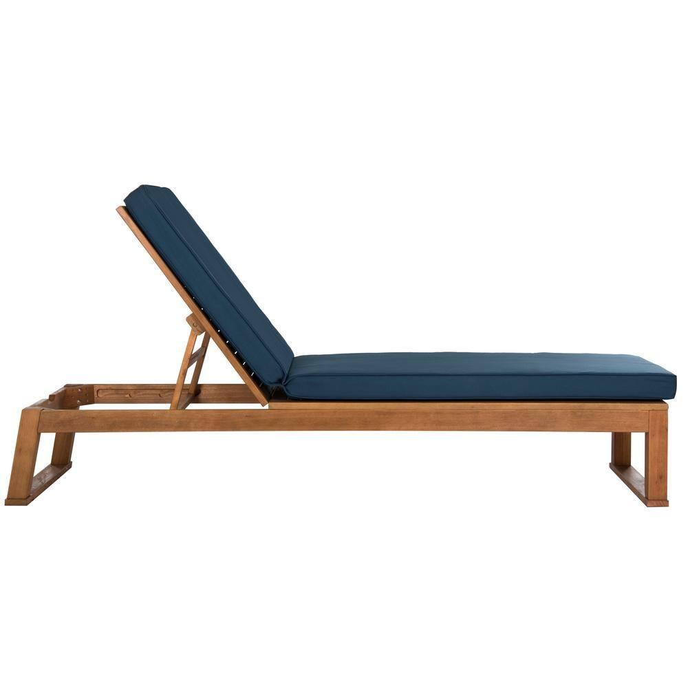 Solano Sunlounger - Outdoor - PAT7024 - Natural/Navy -Safavieh