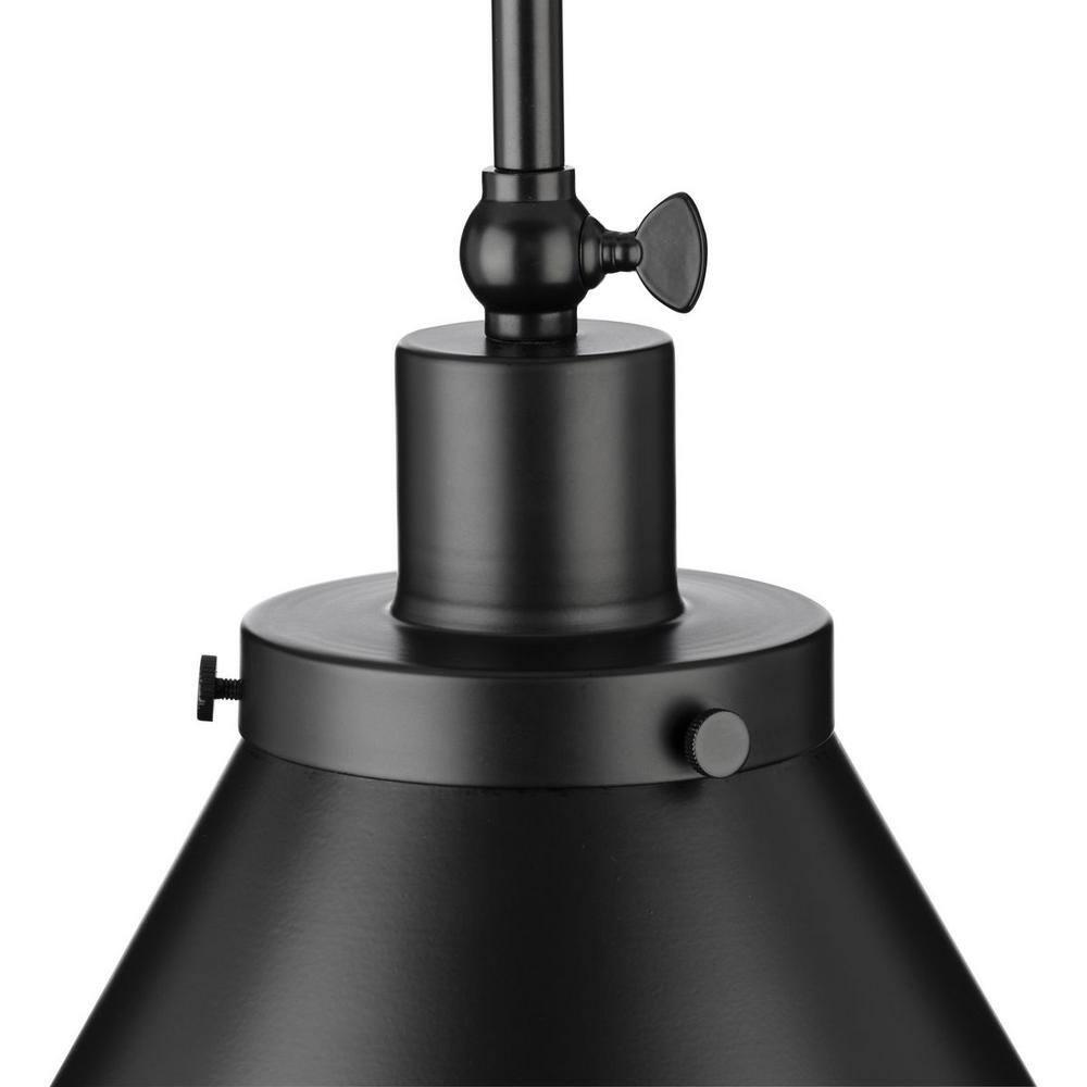 Progress Lighting Hinton 1-Light Pendant, Matte Black, Cone Shade