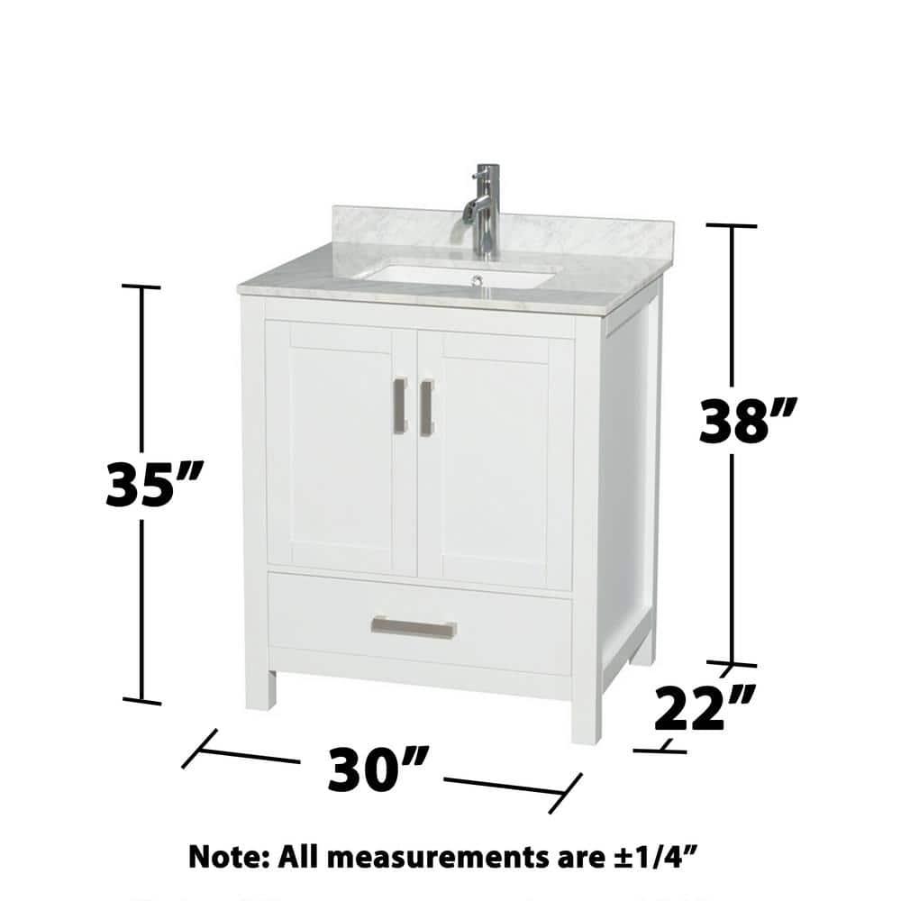 Wyndham Collection Sheffield 30" Freestanding Single Bathroom Vanity with Marble Top