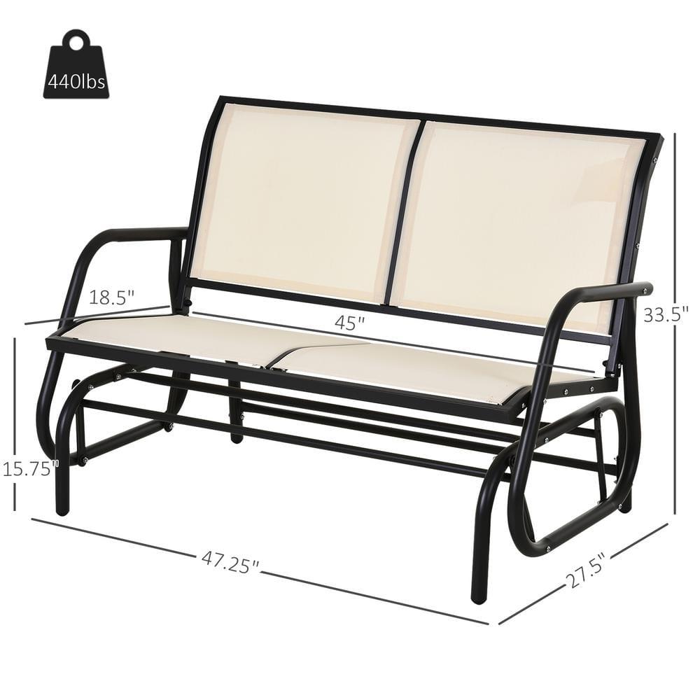 Outsunny 2-Person Outdoor Glider Bench, Patio Double Swing Rocking Chair Loveseat w/Powder Coated Steel Frame for Backyard Garden Porch, Beige
