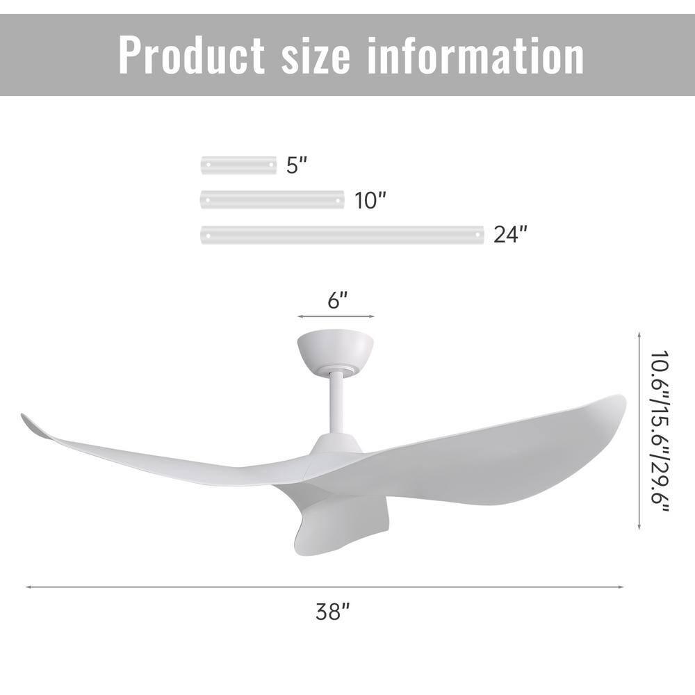 Sofucor 52'' Ceiling Fan Ceiling Fans without Lights for for Patios and Bedroom Black