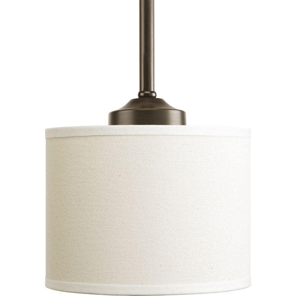 Progress Lighting, Inspire Collection, 1-Light Mini-Pendant, Antique Bronze, Off-White Linen Fabric Shade