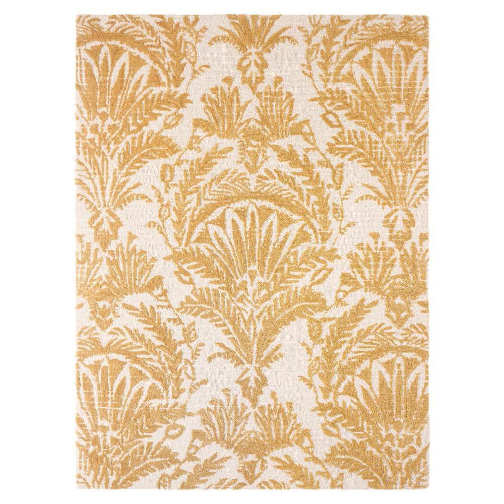 NICOLE MILLER NEW YORK Mod Damask Chambray Handcrafted Wool Area Rug Gold