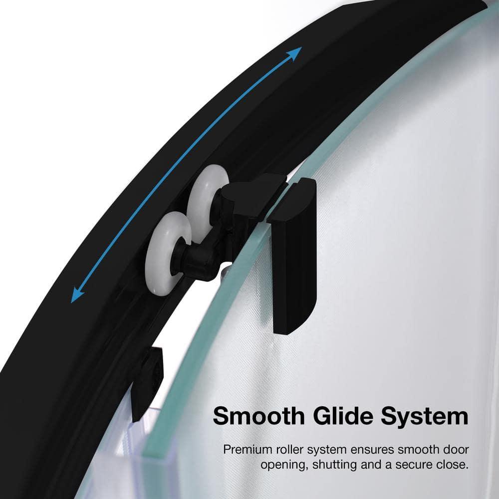 Ove Decors OVE Decors Breeze 35 in. Round Shower Kit w/ Frosted, Base, Wall 15SKA-BREF34-BLKAC