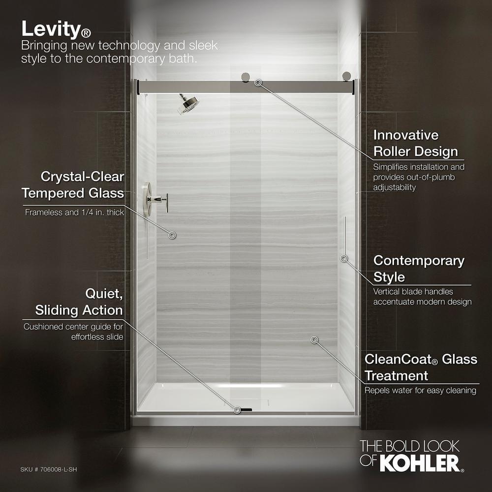 Levity 47.58" x 74" Bypass Shower Door with CleanCoat® Technology