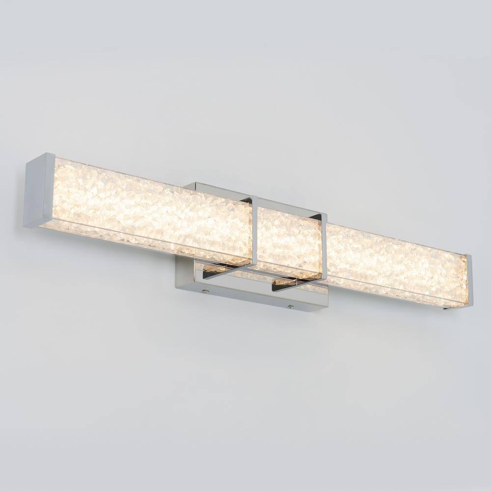 Artika Riviera 27 in. 1-Light Chrome Modern Integrated LED Vanity Light Bar for Bathroom with Crystals