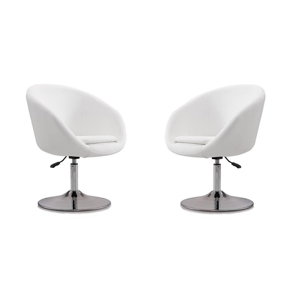 Set of 2 Hopper Wool Blend Adjustable Height Chairs White - Manhattan Comfort: Swivel, for Office & Dorm