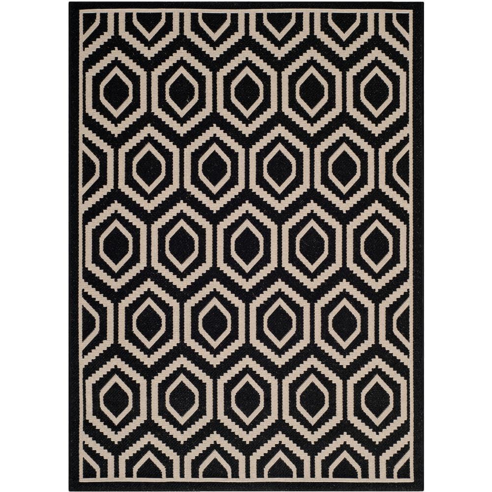 Courtyard CY6902 Power Loomed Indoor and Outdoor Area Rug - Black/Beige - 5'3"x7'7" - Safavieh