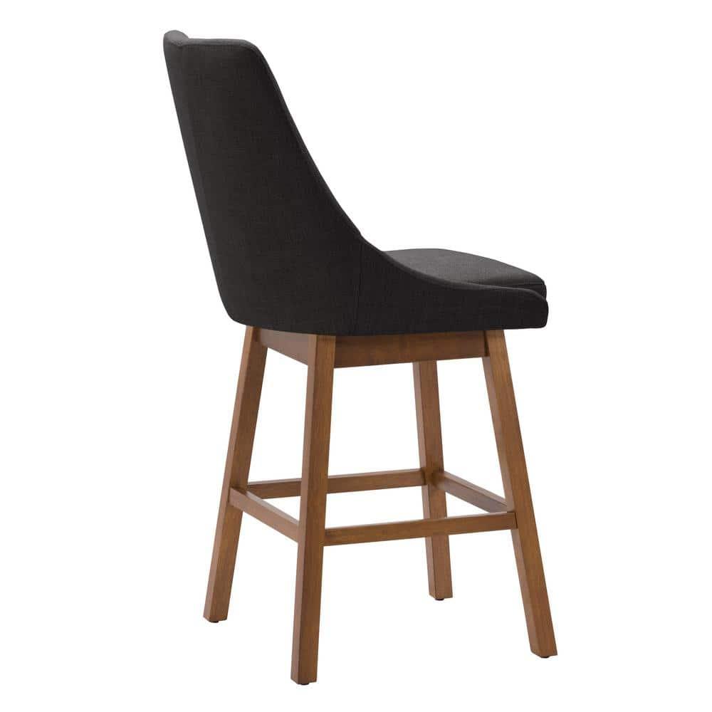 Luca Dark Gray Fabric Upholstered Formed Back Counter Bar Stools - Set of 2