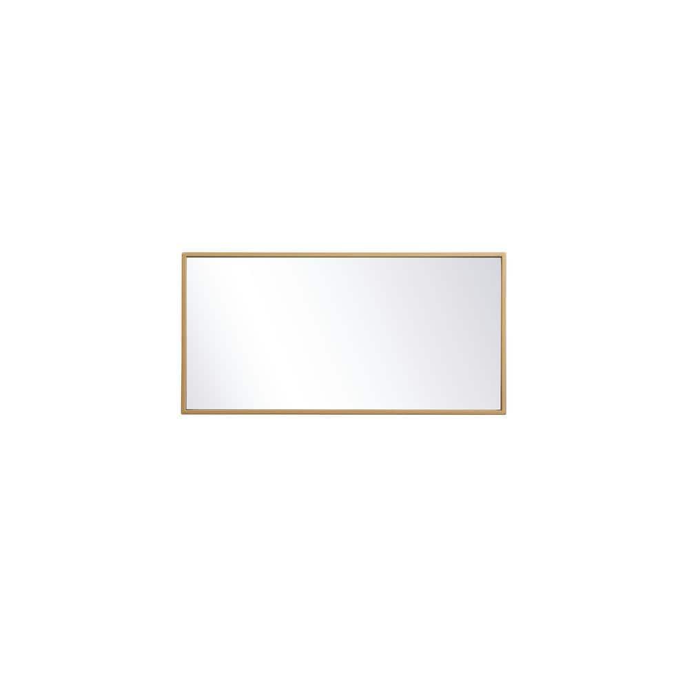 Elegant Lighting Metal frame rectangle mirror 14x28 inch in brass