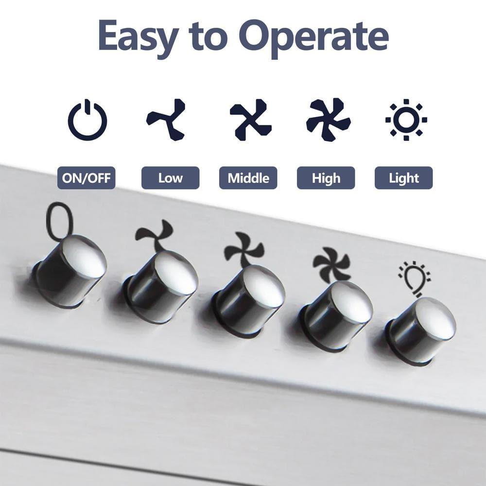 CIARRA Range Hood 30 inch Wall Mount Chimney Hood Range 450 CFM Ducted and Ductless Kitchen Hood Vent in Stainless Steel, CAS75302