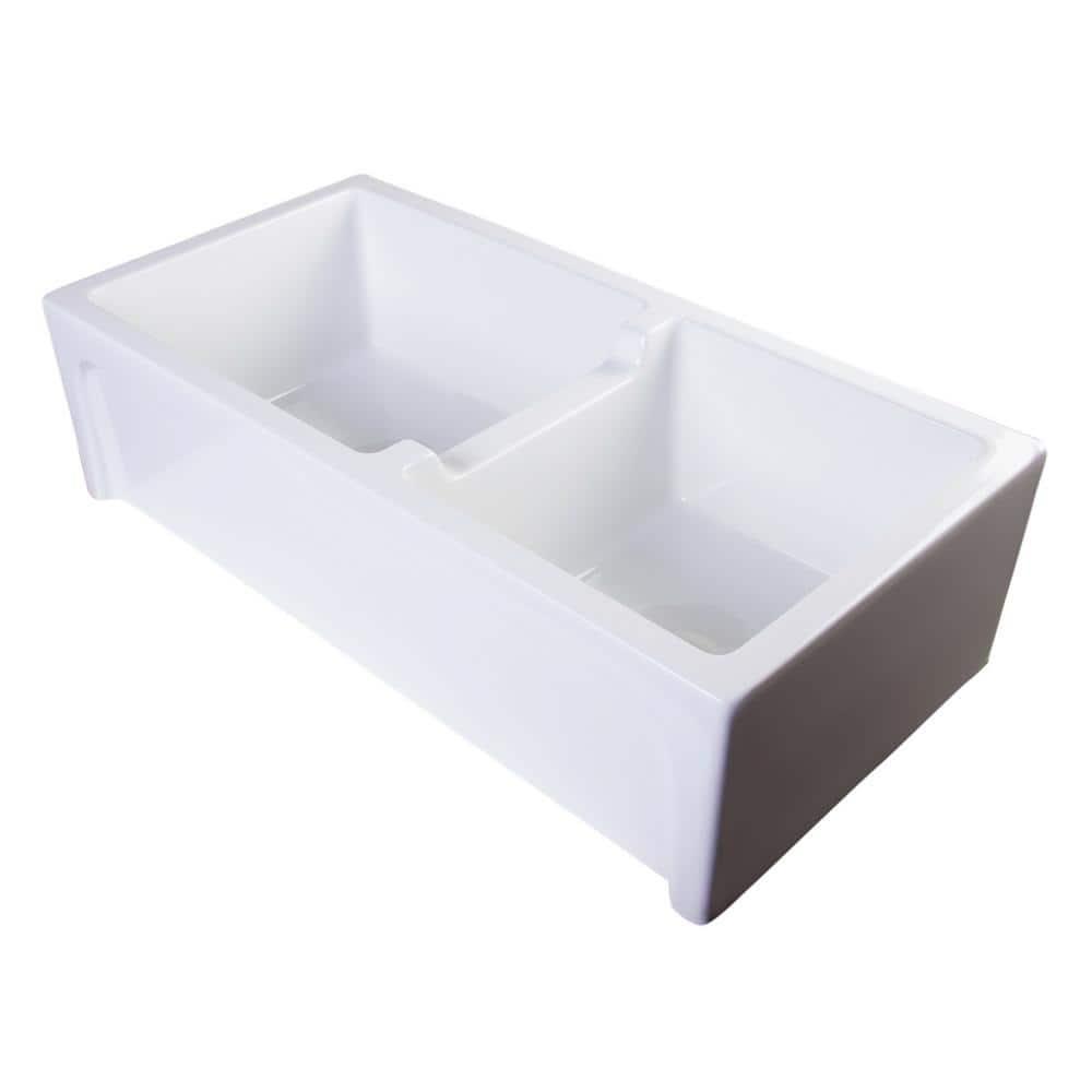 36'' L Farmhouse / Apron Double Bowl Fireclay Kitchen Sink