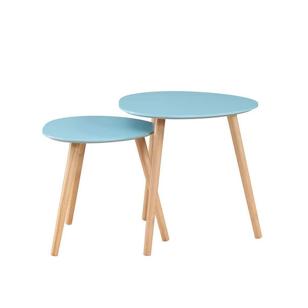 Convenience Concepts No Tools Oslo Nesting End Tables, Sea Foam/Light Oak