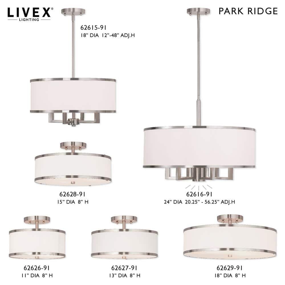 Livex Lighting Park Ridge 3 - Light Semi-Flush Mount in  Brushed Nickel