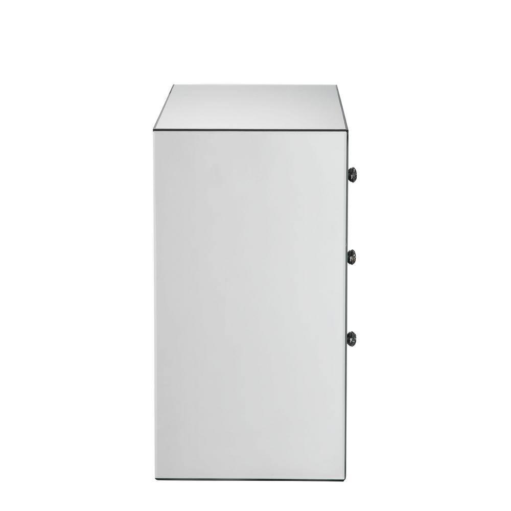 ACME Sonia 3-Drawers Mirror and Wood Nightstand in Mirrored/Faux Agate Stone