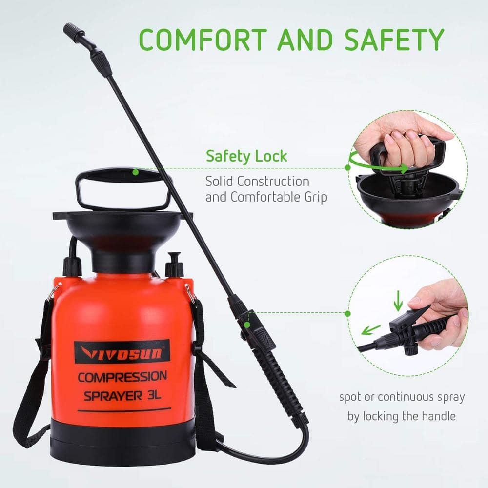 VIVOSUN 0.8 Gallon Pump Pressure Sprayer, Pressurized Lawn & Garden Water Spray Bottle with Adjustable Shoulder Strap, Pressure Relief Valve, for Plants, Car Detailing and Cleaning