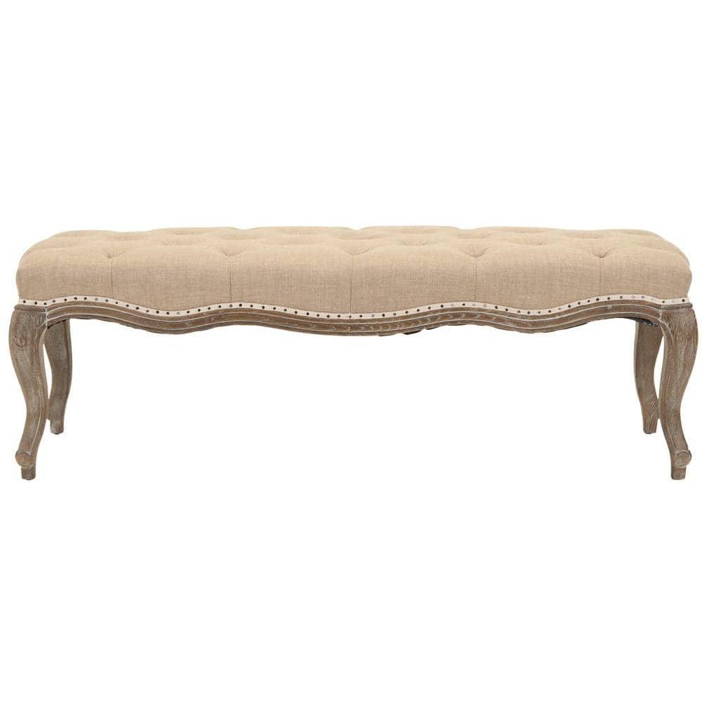 Ramsey Bench With Flat Black Nail Heads - Wheat/Natural Cream - Safavieh