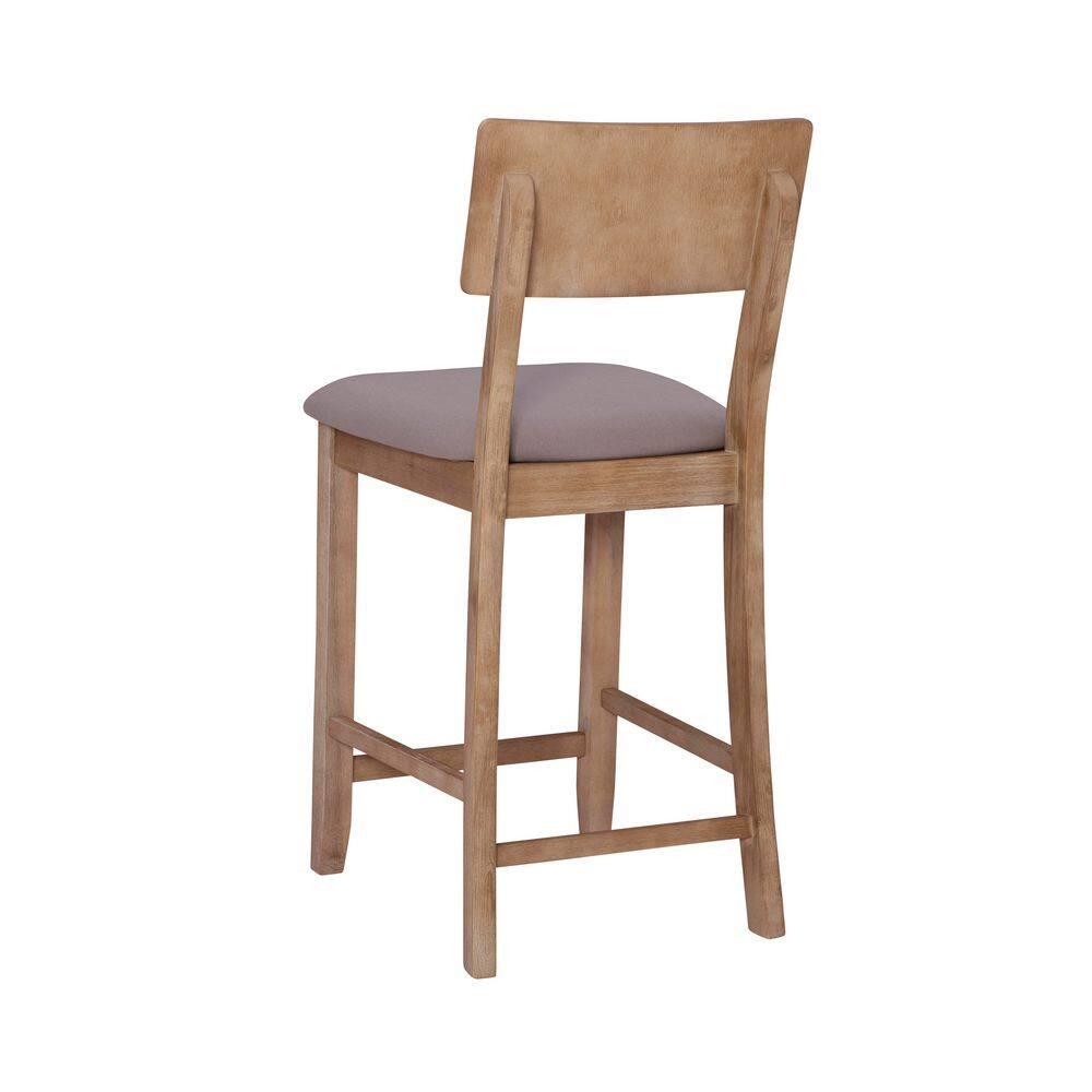 24" Jordan Padded Seat Upholstery Counter Height Barstool Light Gray - Linon: Scandinavian Style, Wood Legs, Polyester