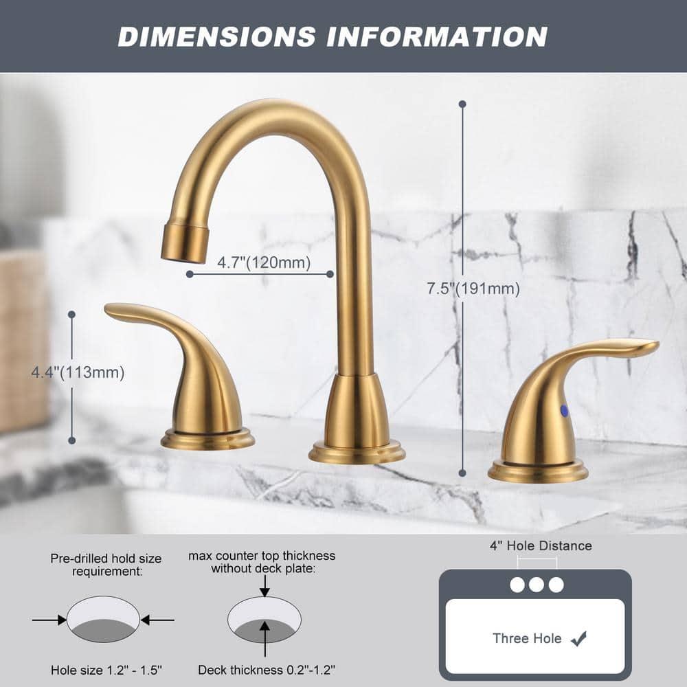 8 Inch Widespread Double Handle Bathroom Faucet With Pop-Up Drain Kit