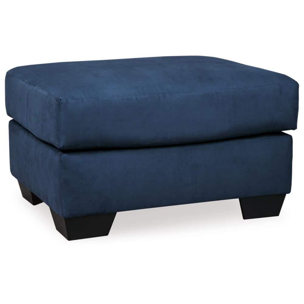 Signature Design by Ashley Contemporary Darcy Ottoman Microfiber Blue