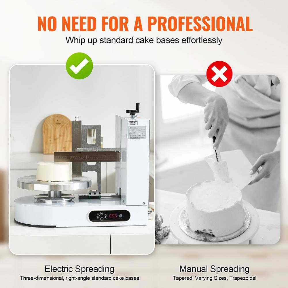 VEVOR Cake Decorating Machine, Cake Cream Spreading Coating Smearing Machine, Low Noise Cake Frosting Machine, Turntable with Adjustable Scraper