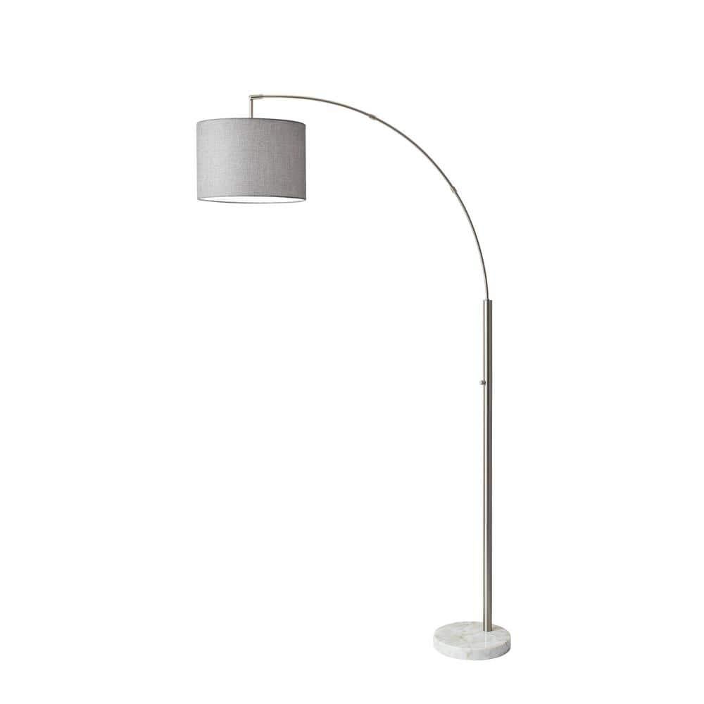 73.5" Bowery Arc Lamp Steel - Adesso: Contemporary Design, ETL Listed, Linen Shade, Metal Body