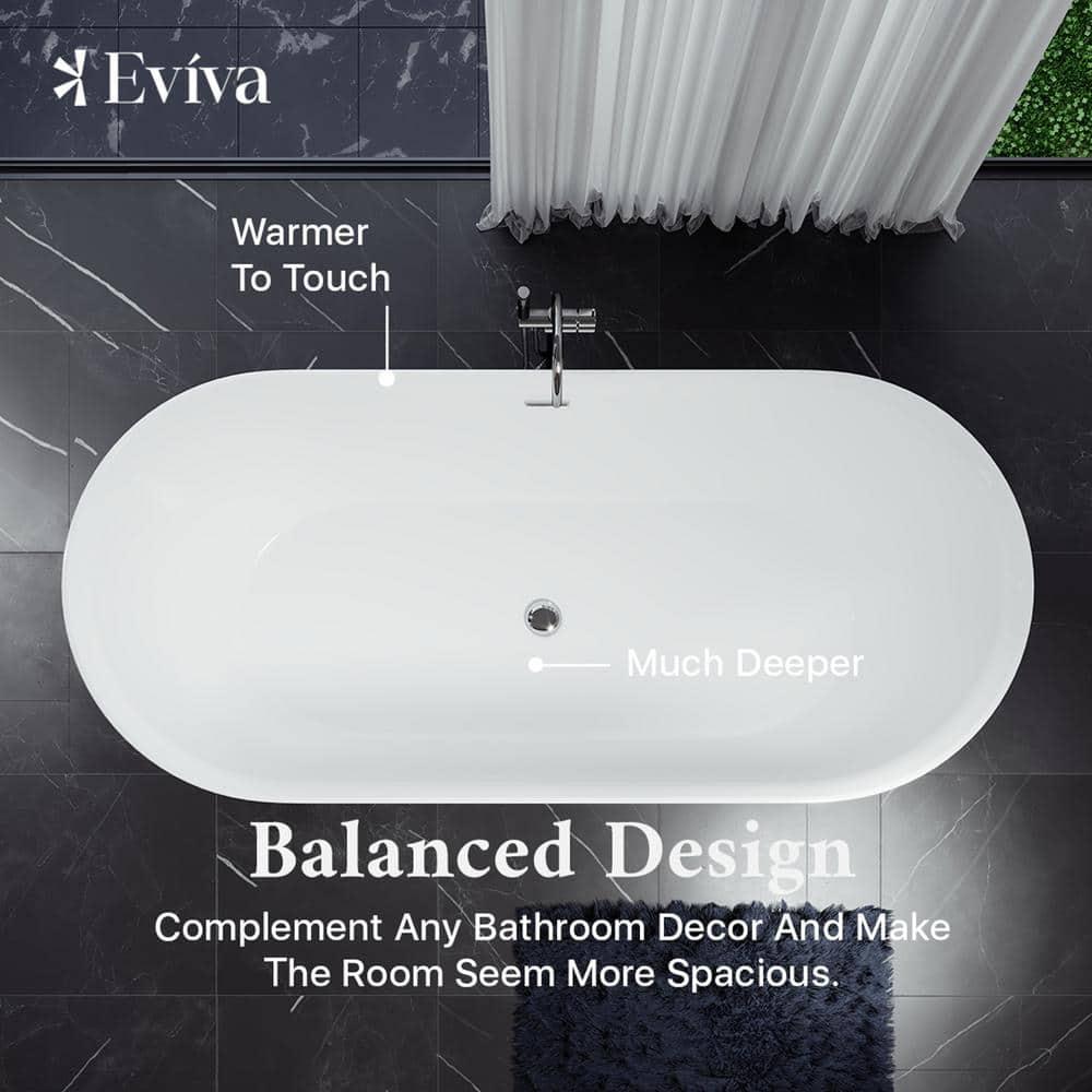 Rejoice 59'' x 29.5'' Freestanding Soaking Solid Surface Bathtub
