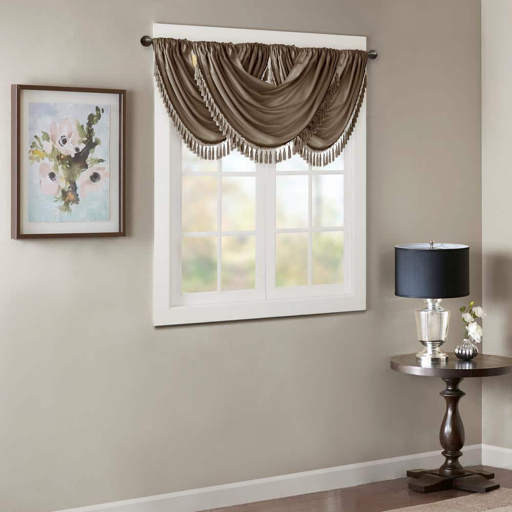 Madison Park Elena Faux Silk Waterfall Embellished 38'' W Window Valance