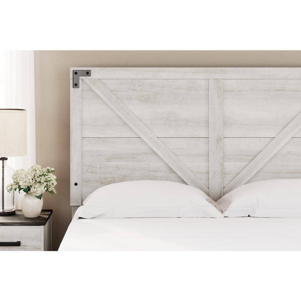 Queen Shawburn Panel Headboard White/Dark Gray - Signature Design by Ashley: Crossbuck Detail, Wood Frame Mounted