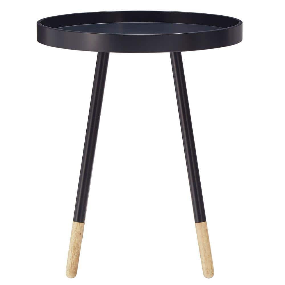 Olcott Mid Century Tray Top Accent Table - Midnight - Inspire Q: Round Metal Side, Black Frame