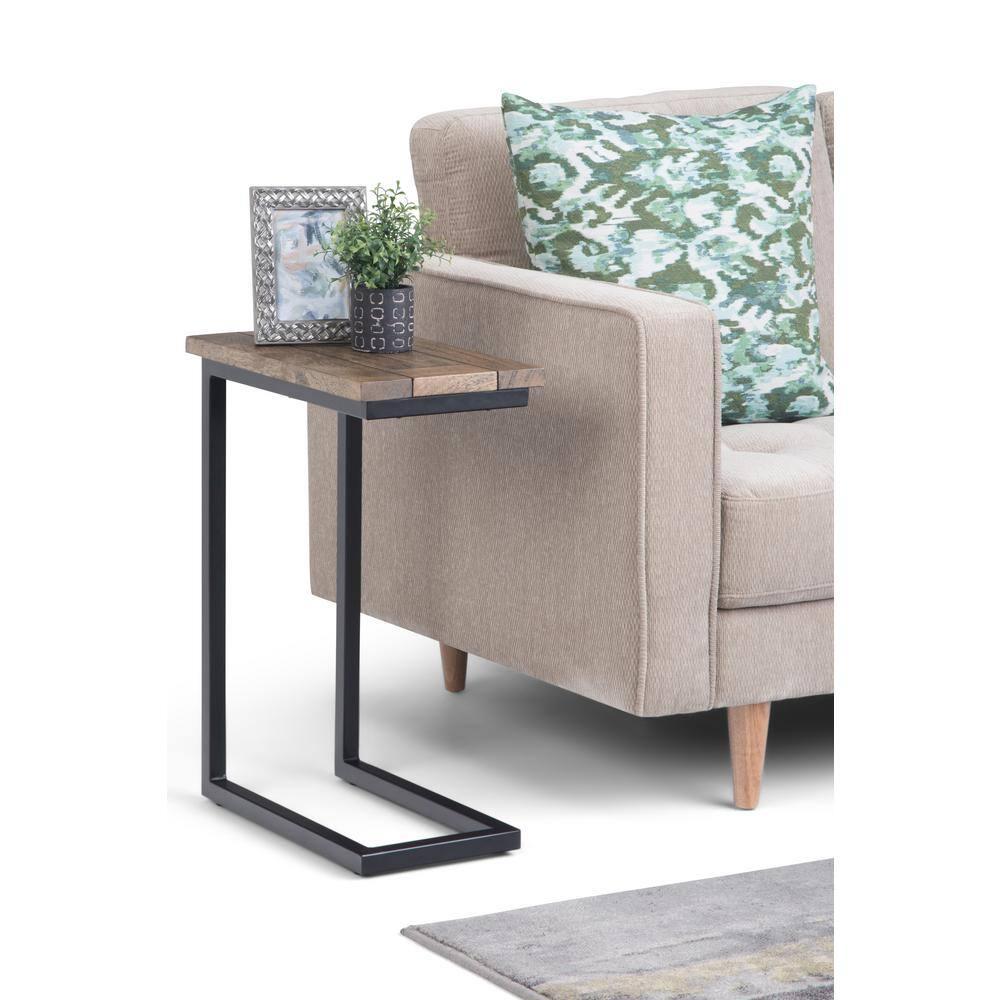 Simpli Home Skyler Solid Wood C Side End Accent Table