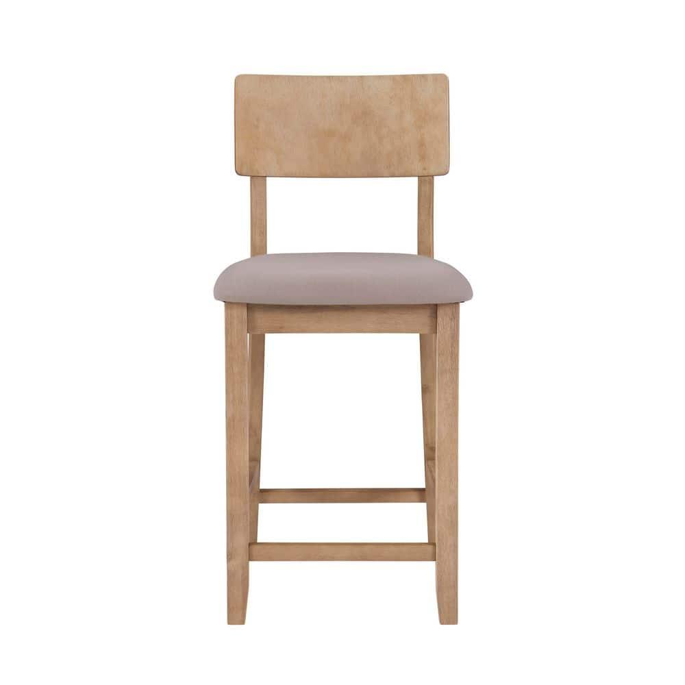 24" Jordan Padded Seat Upholstery Counter Height Barstool Light Gray - Linon: Scandinavian Style, Wood Legs, Polyester
