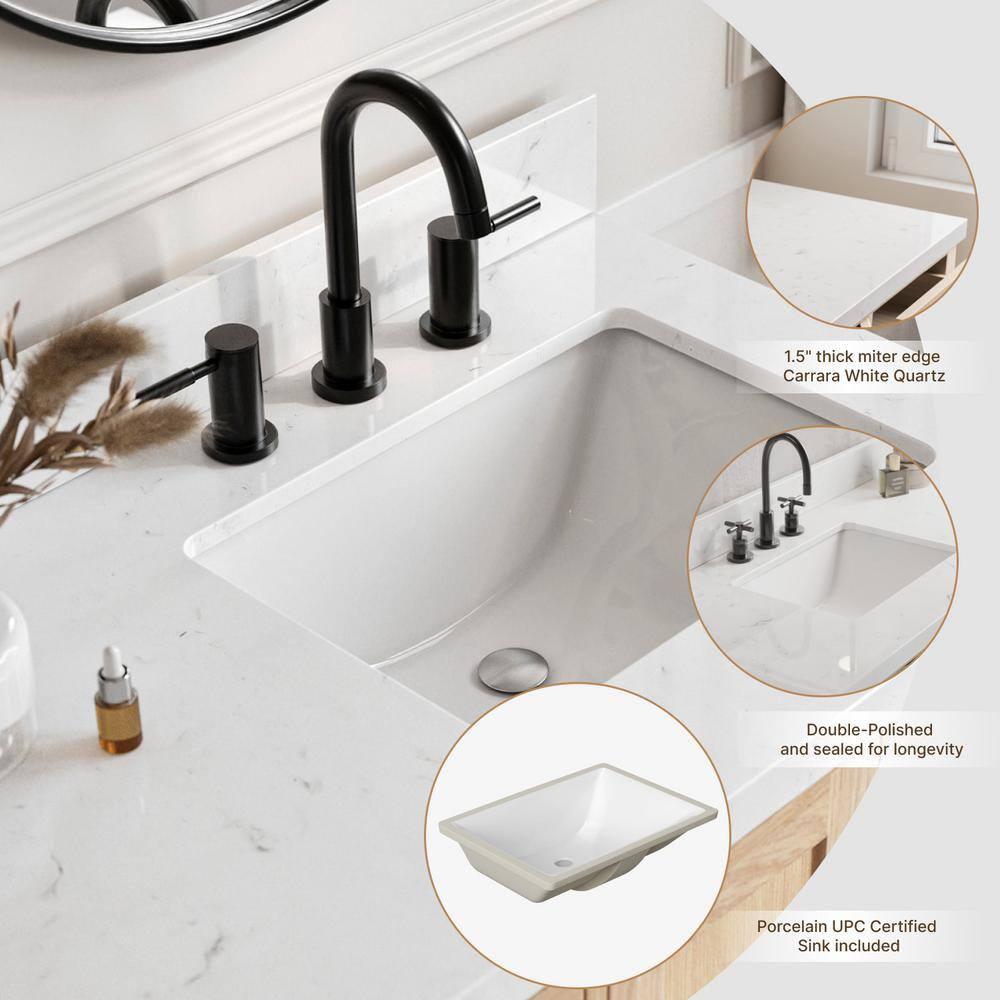 ARIEL Cambridge 60.25 Single Sink Bathroom Vanity with Carrara White Quartz Top