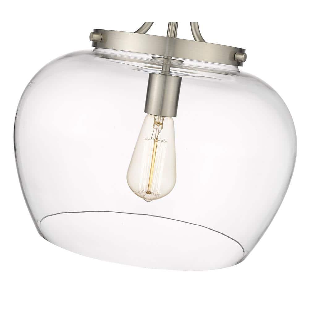 Joliet 13" Brushed Nickel Semi-Flush Mount with Bordeaux Glass Shade