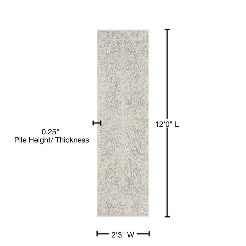 Reflection RFT670 Power Loomed Runner Rug - Light Grey/Cream - 2'3"x12' - Safavieh.
