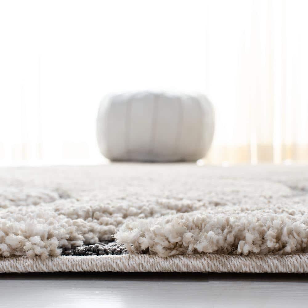 Florida Shag SG471 Power Loomed Indoor Area Rug - Cream/Grey - 9'x12' - Safavieh