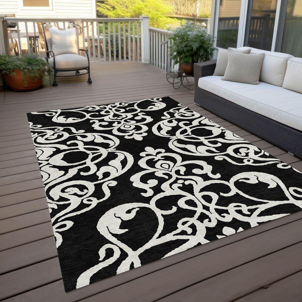 Addison Rugs Chantille ACN973 Black 2'6" x 3'10" Indoor Outdoor Area Rug, Easy Clean, Machine Washable, Non Shedding, Bedroom, Entry, Living Room, Dining Room, Kitchen, Patio Rug